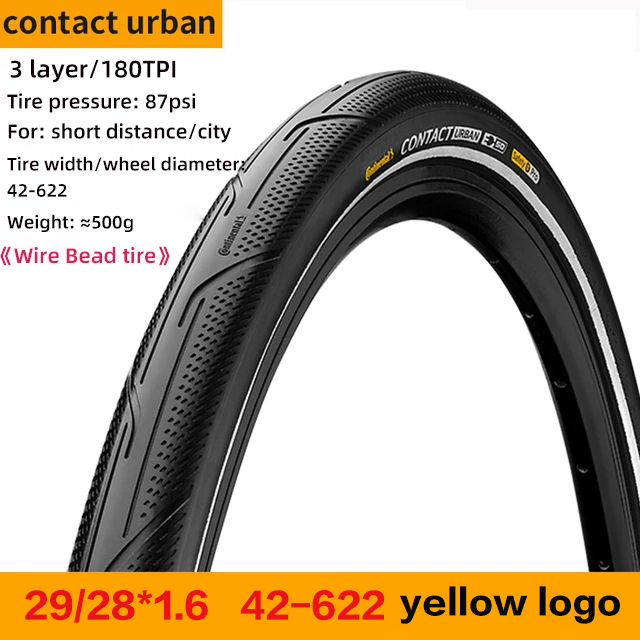 Continental Contact Urban-neumáticos de 28/29 pulgadas para bicicleta eléctrica, llantas con tiras reflectantes, 40/42/47/50/55-622 180 TPI MTB: Rojo