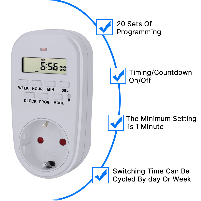 230v justerbare programmerbare indstillinger af ur/tænd/sluk tid digital timer switch energibesparende smart strømstik eu/us stik