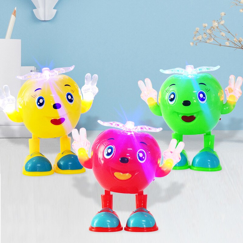 Cute Electric Dancing Apple Robot with LED Flashing Music Kids Interactive Toy Lighting Swing Toy Electric Universal Musical Bab