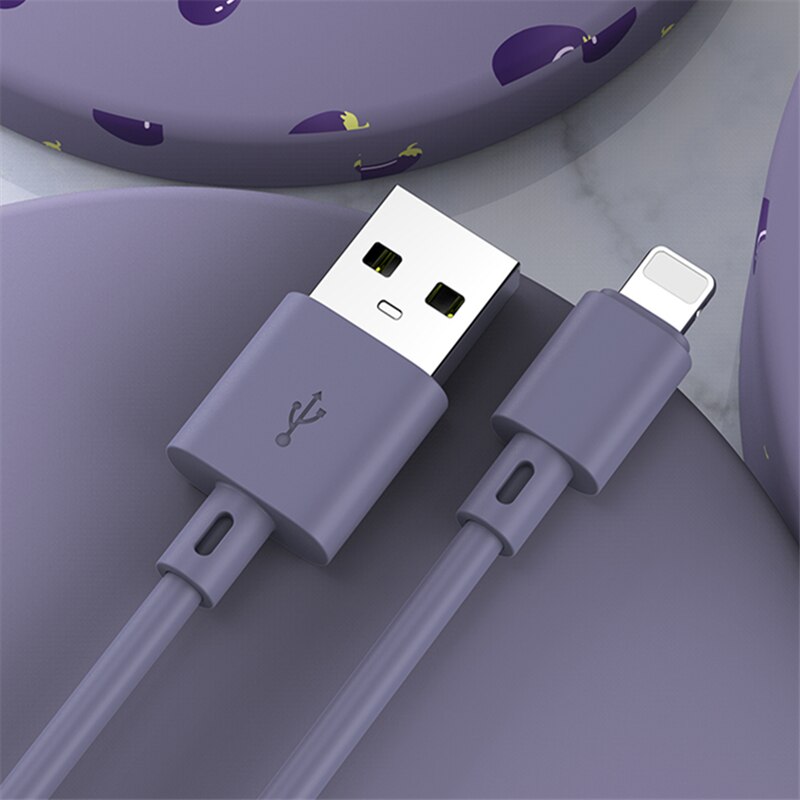 Vloeibare Siliconen Draad Snel Opladen Usb Data Charger Kabel Voor Iphone 6S 7 8 Plus X Xr Xs 11 pro Max Se Usb Charge Kabel 1M 2M 3M: Purple / 0.25m