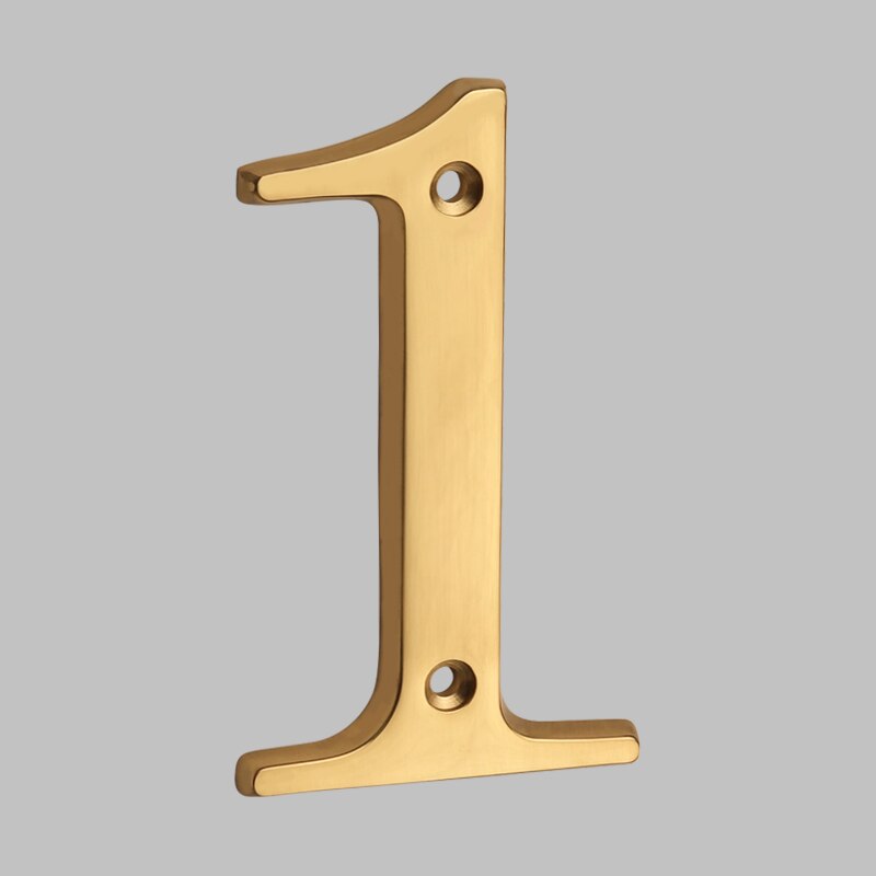Letras de latón macizo de 4 "y 100mm, número de casa moderno, número de puerta de apartamento, Dirección de buzón de correo, placas de señalización al aire libre #0-9: 1