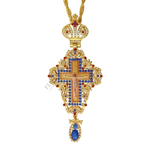 jeweled and enameled pectoral cross chain Jesus crucifix pendants Christian Clergy Pendant Priest Episcopal Orthodox icon: FMSZJ3-2
