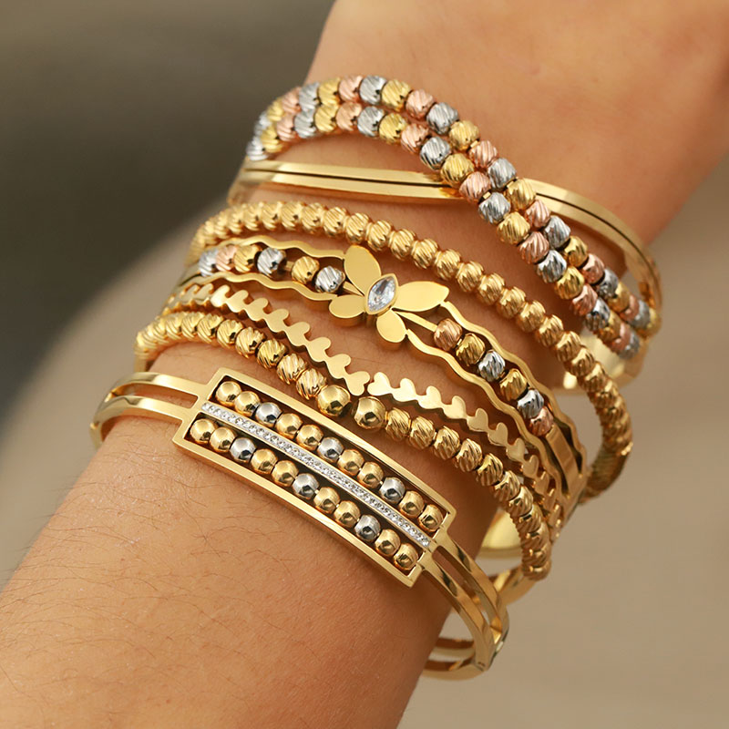 316L roestvrijstalen metalen kralen kruisarmbanden voor dames modemerk sieraden veelkleurige vlinderbloemarmbanden
