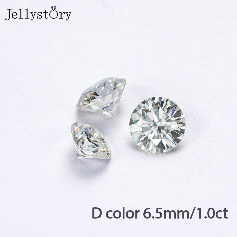 Jerrystory Ausgezeichnete schneiden 1,0 ct D Farbe 6,5mm Klarheit VVSI Moissanites Edelstein für Hochzeit Ring Schmuck, Der Prüfung Zertifikat