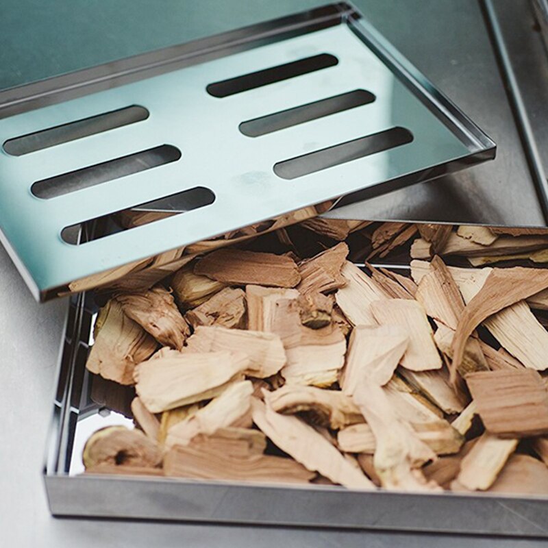 Bbq grill tilbehør stål kold røg generator grill grill ryger æske æble små flis ryger bacon kød fisk