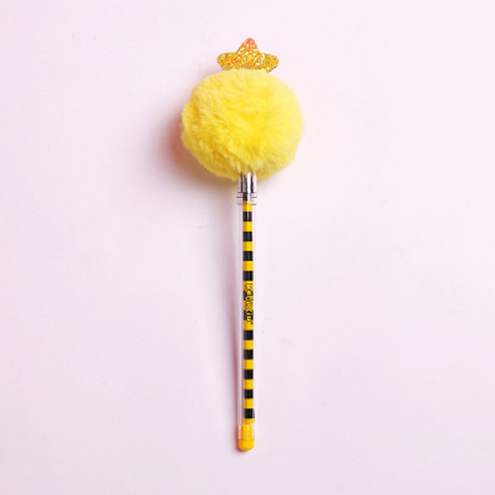 1 Pc beau pompon neutre Gel stylo 0.5 MM Signature moelleux Gel stylo fournitures scolaires papeterie Papelaria Escolar: 3