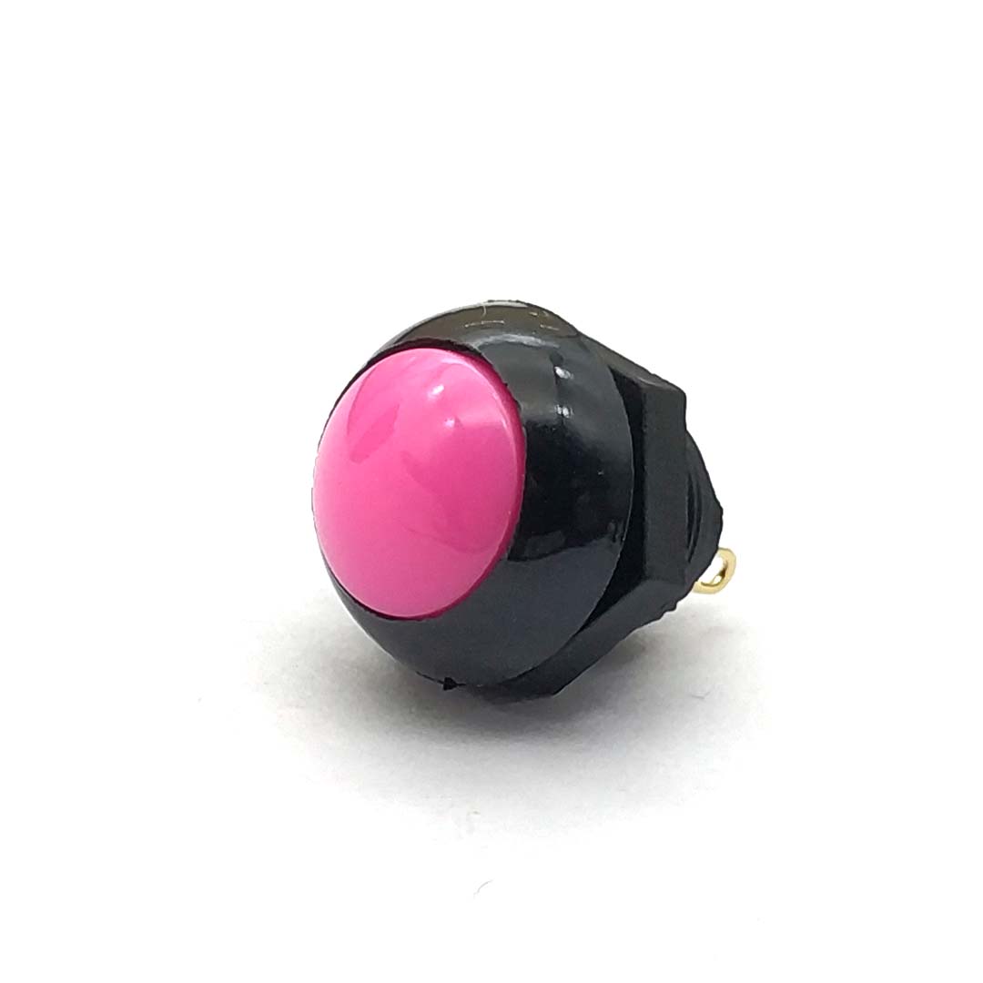 0TT0 Knopfschalter, rund, 12 mm, flacher Kopf, wasserdichter Knopf, Druckknopfschalter, runder flacher Kopf, zurücksetzen-Schalter: Rosa