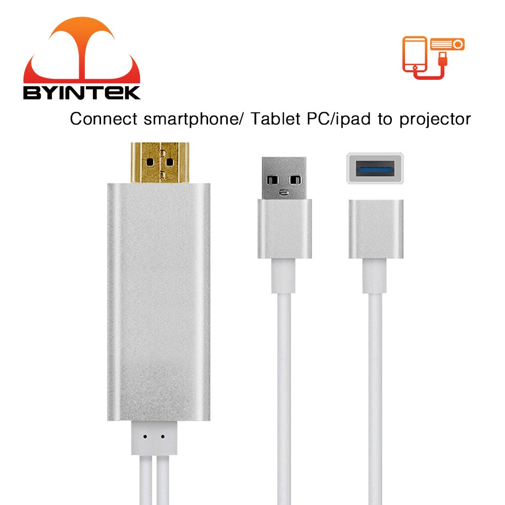 BYINTEK Adaptor Multi-Screen Cable for Projector to IOS Android Smartphone Tablet HDMI-Compatible