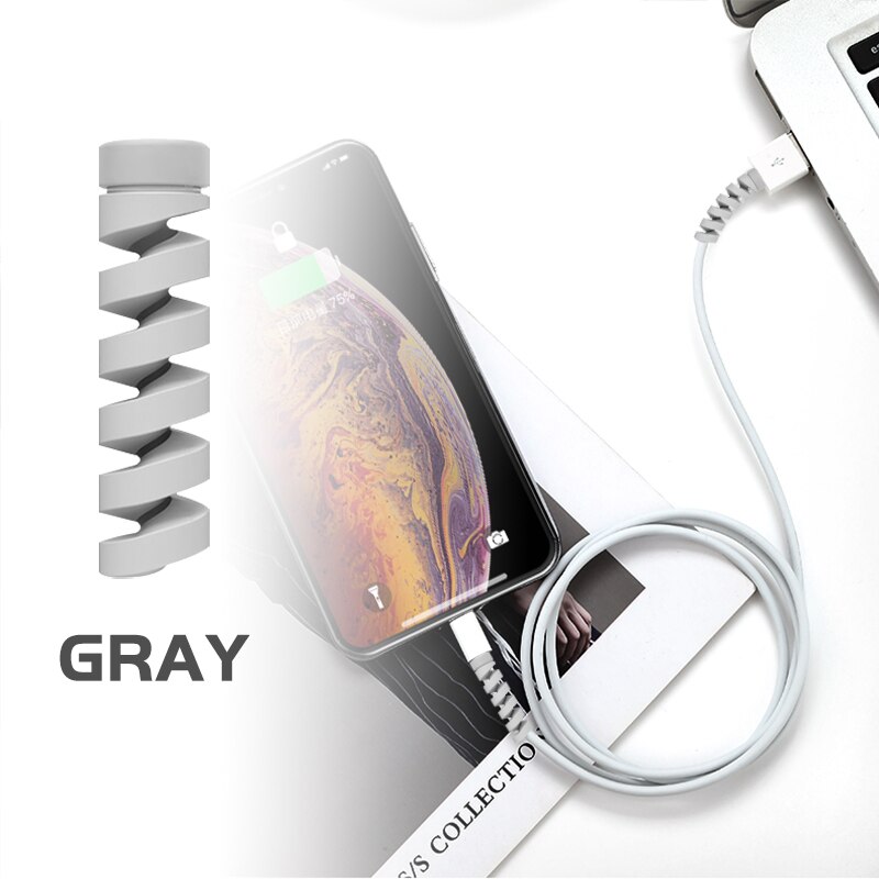 FONKEN 4 stks/partij USB Kabel Protector Winder Twisted Oplaadkabel Beschermhoes Lente Twine Oortelefoon Kabel Cover Mouw Saver