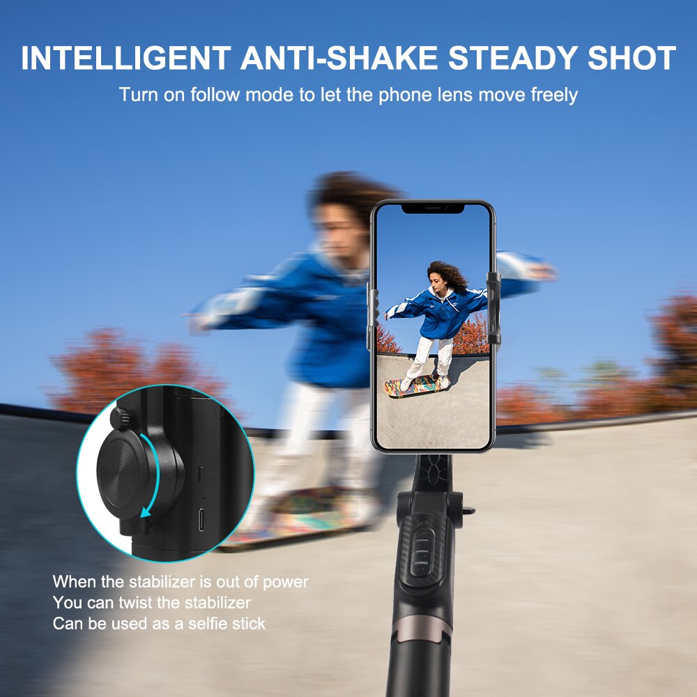 Stabilizer Mobiel 1 Axis Mobiele Stabilizer Gimbal 360 ° Rotatie Auto Balance Afstandsbediening Handheld Voor Video Schieten Actie Camera