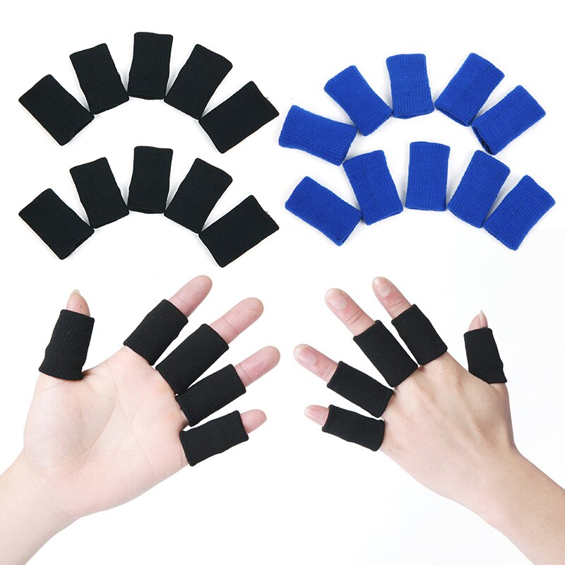 10 Stuks Nylon Elastische Vinger Mouwen Sport Brace Duim Protector Voor Basketbal Zomer Outdoor Fitness Bescherming Fietsen