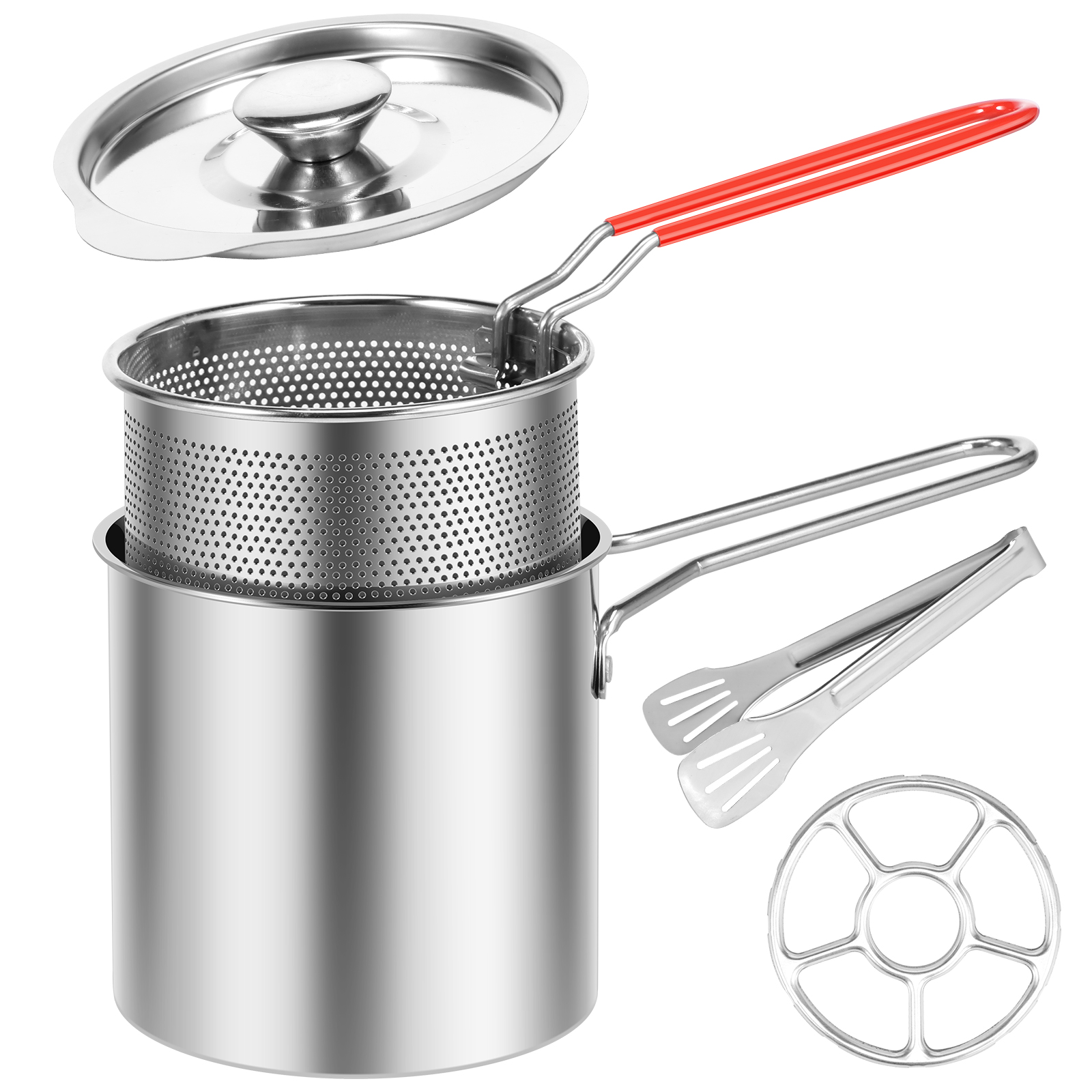 Set Deep Frying Pot Kitchen Fryer With Strainer Stainless Steel Tempura Fryer Pan Fry Pot Chicken Fried Chicken Cooking Tools: Yellow