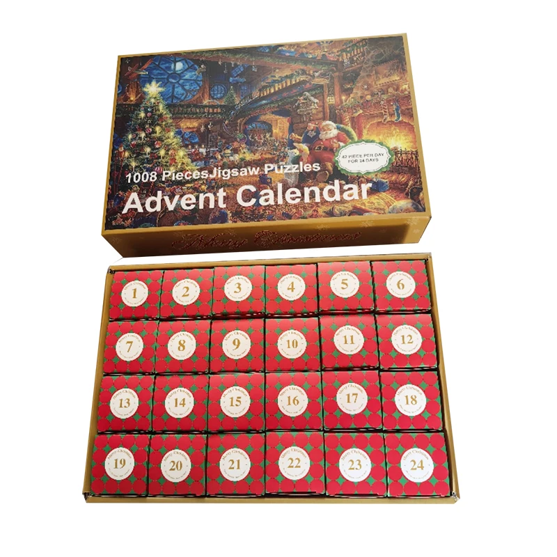 Advent calendar 1008 christmas puzzle pieces 24 -day christmas countdown calendar thanksgiving family game puzzle