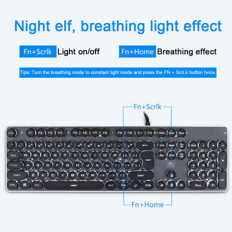 Wired Gaming Keyboard Mechanical LED Backlit Keyboards USB 104 Keycaps Keyboard Computer Game Keyboards Computer Peripherals
