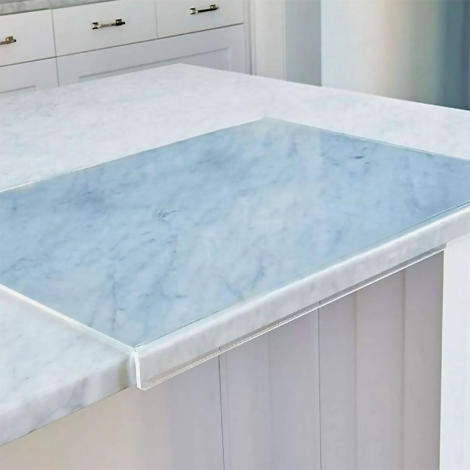 Acrylic Cutting Board Transparent Cutting Board with Lip Edge 40x45cm Rectangle Chopping Board Clear Reusable Cutting Board