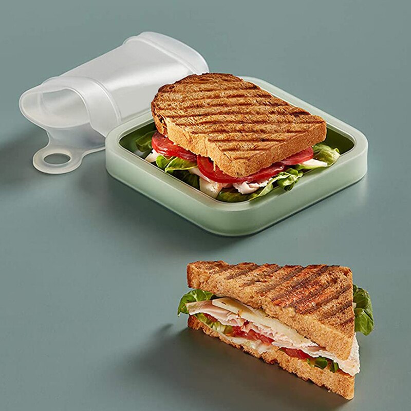 1PC Sandwich Case Box Silicone Portable Reusable Adjustable Sandwich Box Toast Picnic Food Container Student Bento Lunch Box