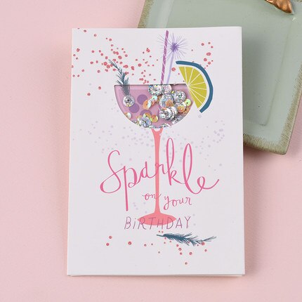 Roligt glitter födelsedagskort festkort skaka tomtebloss tack minikort: Nr .02