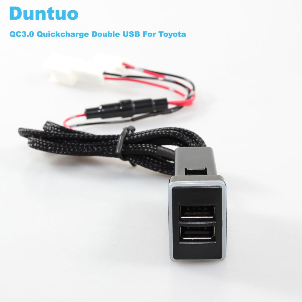 QC3.0 Quickcharge Autolader Dubbele Usb Telefoon Pda Dvr Adapter Plug & Play Kabel Voor Toyota