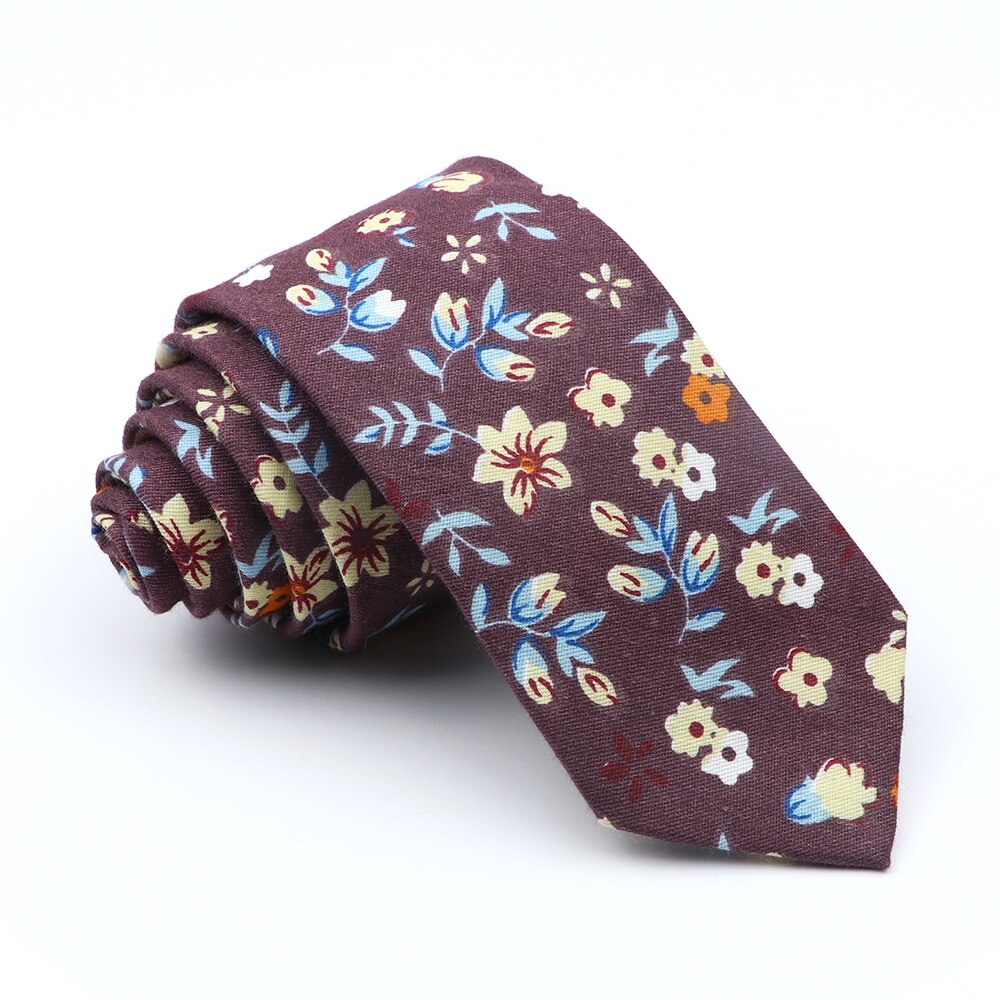 Cotton Floral Tie For Men Women Skinny Print Necktie For Wedding Casual Man's Neckties Classic Suits Flower Cravat