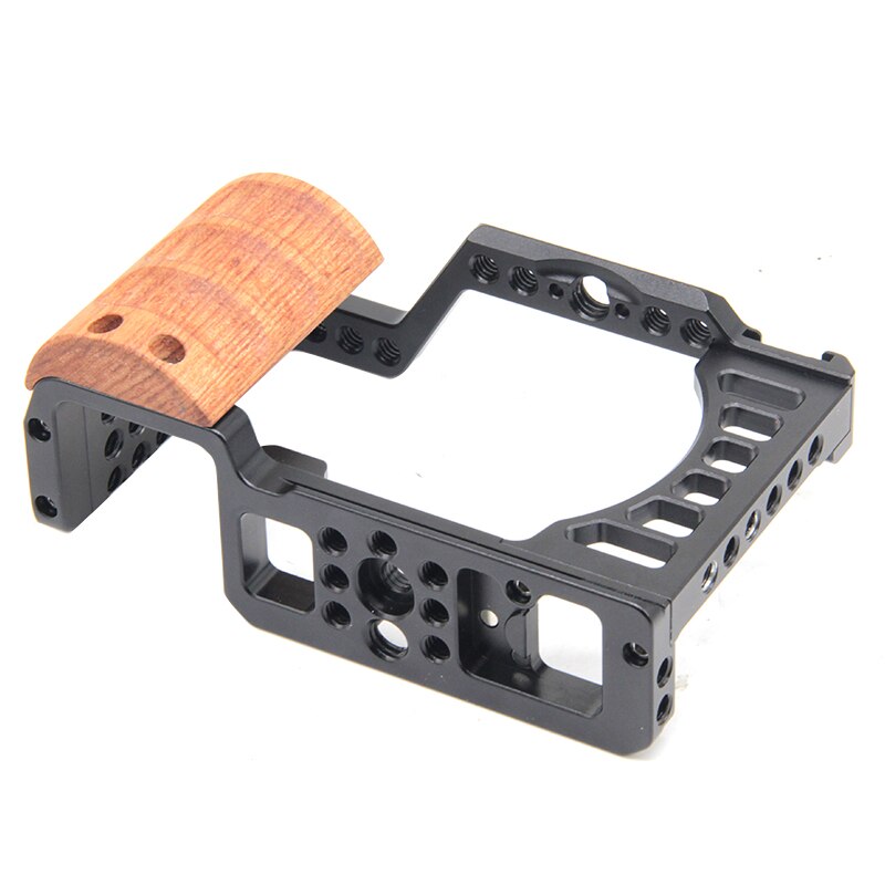Camera Kooi Houten Handvat Bescherming Frame Voor Sony A7C Camera Behuizing Kooi Met Koud Schoen Voor Mic Statief Led Video licht