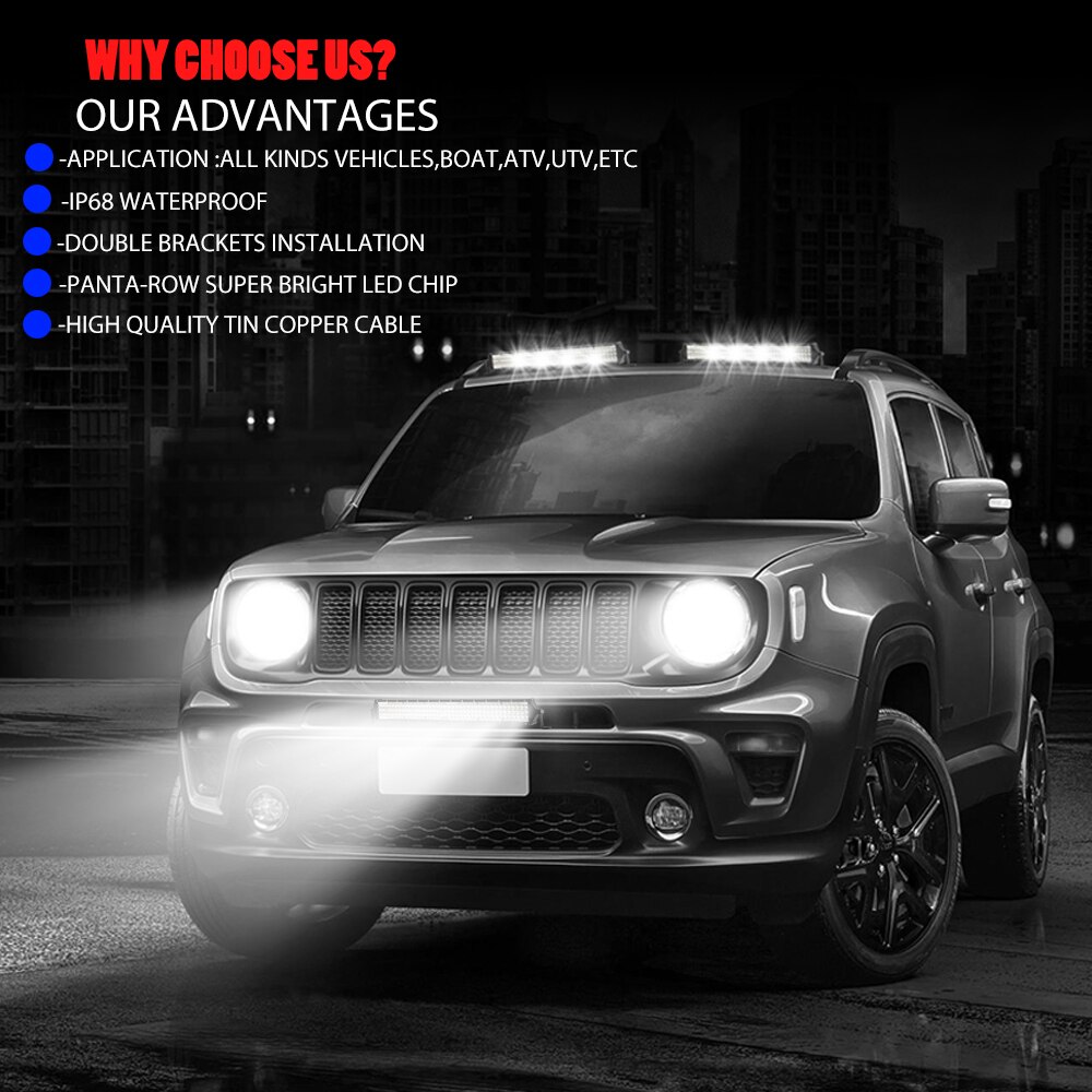 Aeobey LED 24 inch LED Light Bar Offroad Driving For SUV ATV Boat Car Truck Tractor 528 Watt Strip Lights