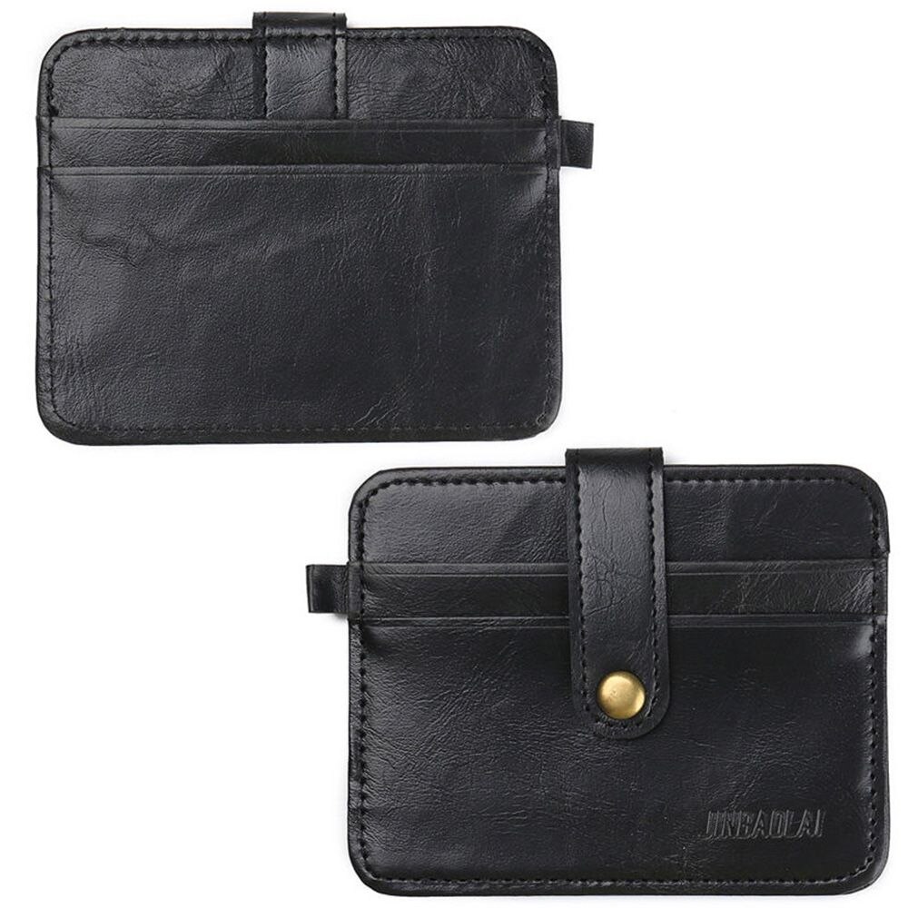 Cartera de cuero de imitación para hombre, tarjetero pequeño de identificación, de negocios, Delgado, 1 unidad, novedad: Black