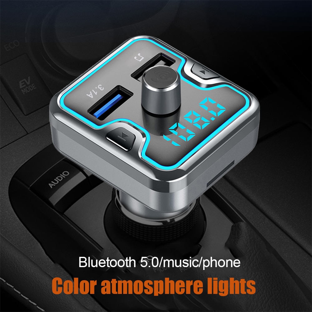 Bil bluetooth-kompatibel fm-sender trådløs adapter modulator bilradio  mp3 afspiller håndfri  qc3.0 usb oplader adapter