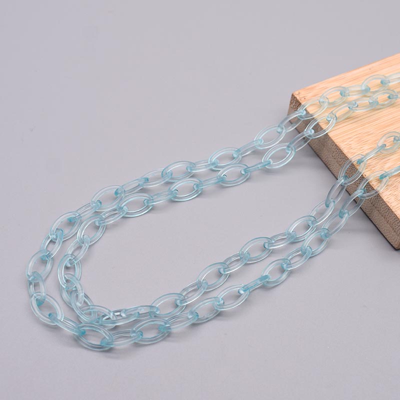 Cadeia Link acrílico transparente para fazer jóias, lagosta fecho correntes, achados links, óculos, 50cm de comprimento, 10 pcs, 50pcs