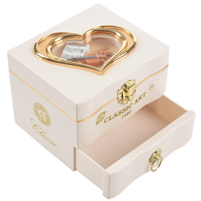 Classic Rotating Dancer Ballerina Piano Music Box Clockwork Plastic Jewelry Box Girls Hand Crank Music Mechanism Christmas