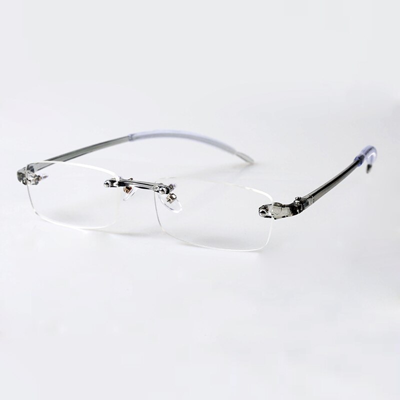 Gafas graduadas para miopía para hombre y mujer, TR90, de resina, ultralivianas, sin marco, transparentes, color gris, miopía, M030: -3,00