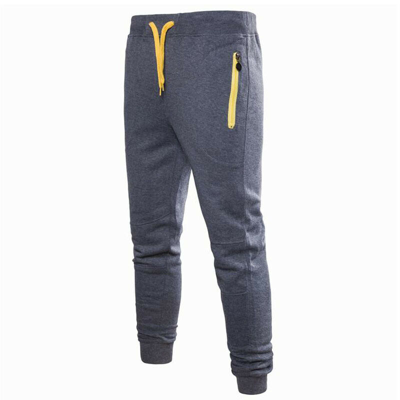 Mens Slim Fit Joggers Jogging Bottom Fleece Gym Winter Skinny Pants Zip Pockets Trousers M-XXXL