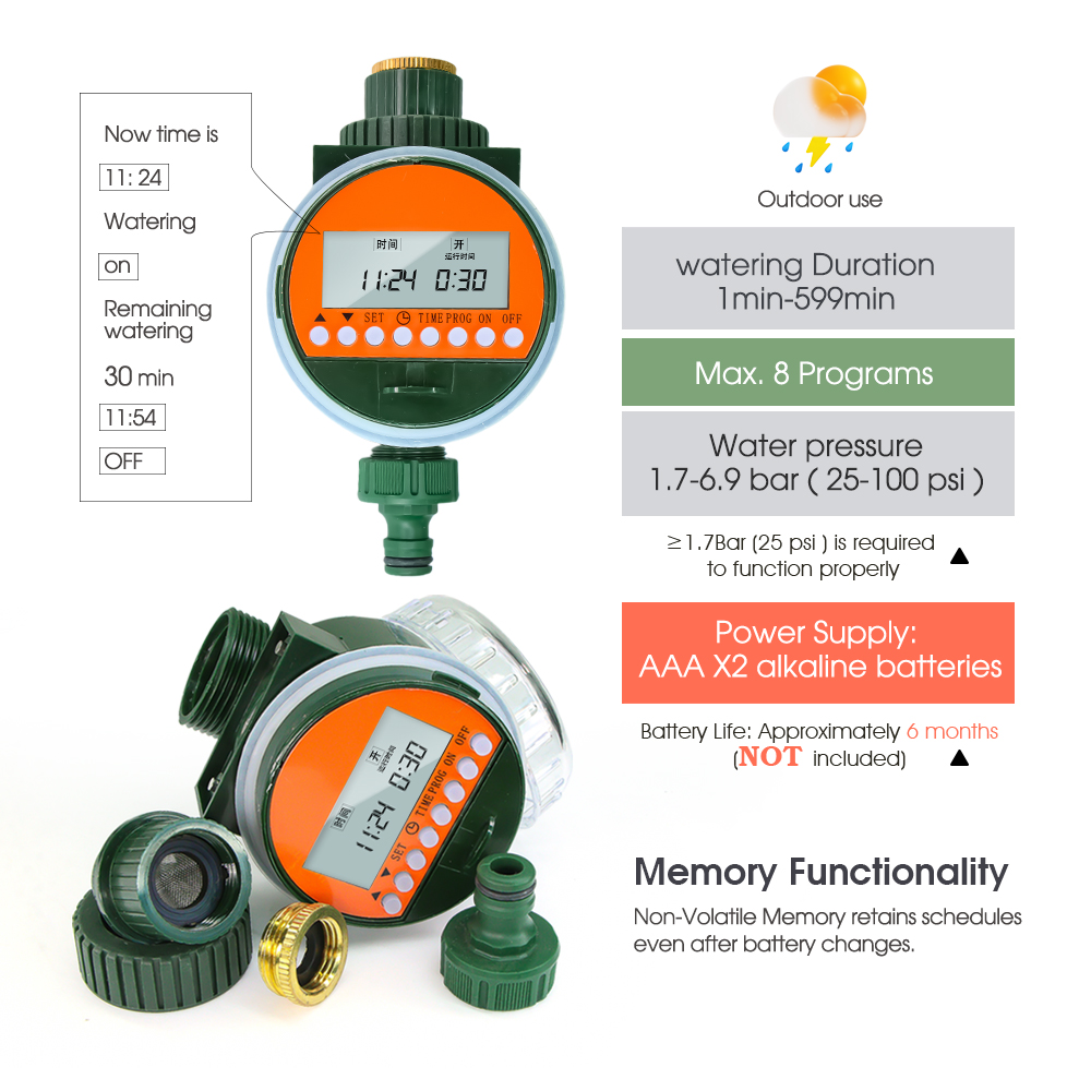 1pc sensor de chuva temporizador água display led controlador irrigação eletrônica automática para jardim casa planta flor sistema rega