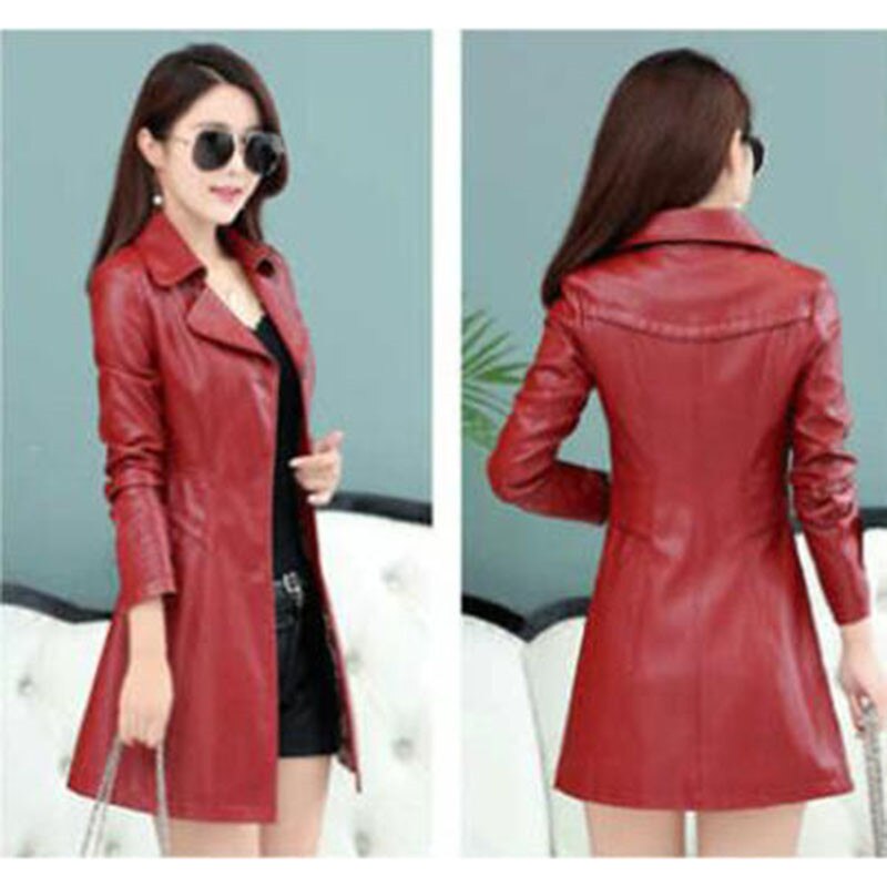 Chaqueta de cuero de imitación de para mujer primavera otoño nueva talla grande delgada de cuero PU chaqueta de motorista Casual abrigo femenino 4XL