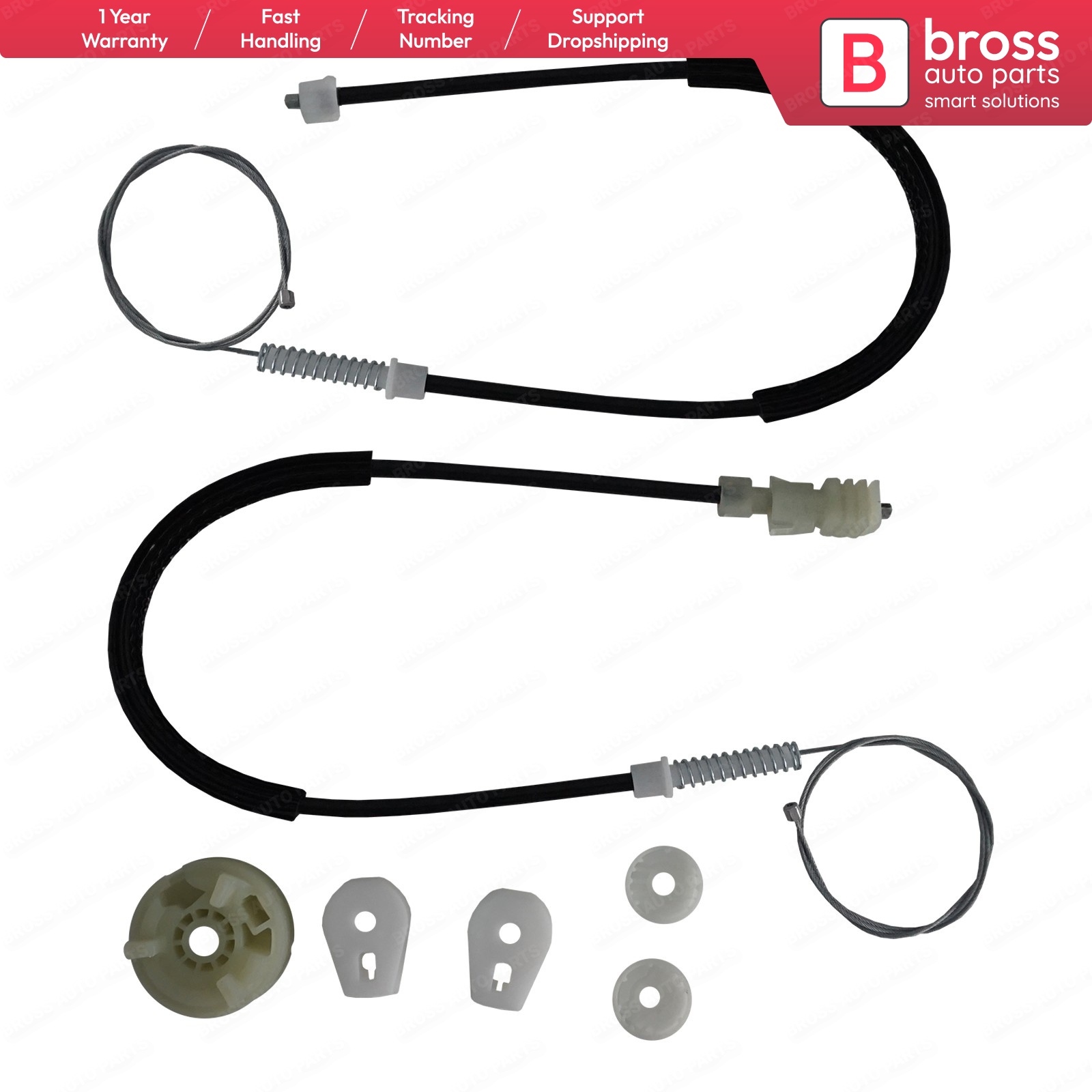 Bross auto parts bwr 591 elrude regulator reparationssæt bageste venstre dør til citroen  c3 pluriel cabriolet 2003