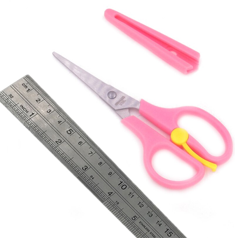Tijeras escolares para guardería, para seguridad de niños y Chico, tijeras de papelería para oficina, papel para manualidades para el hogar, tijeras de corte para manualidades DIY: Pink