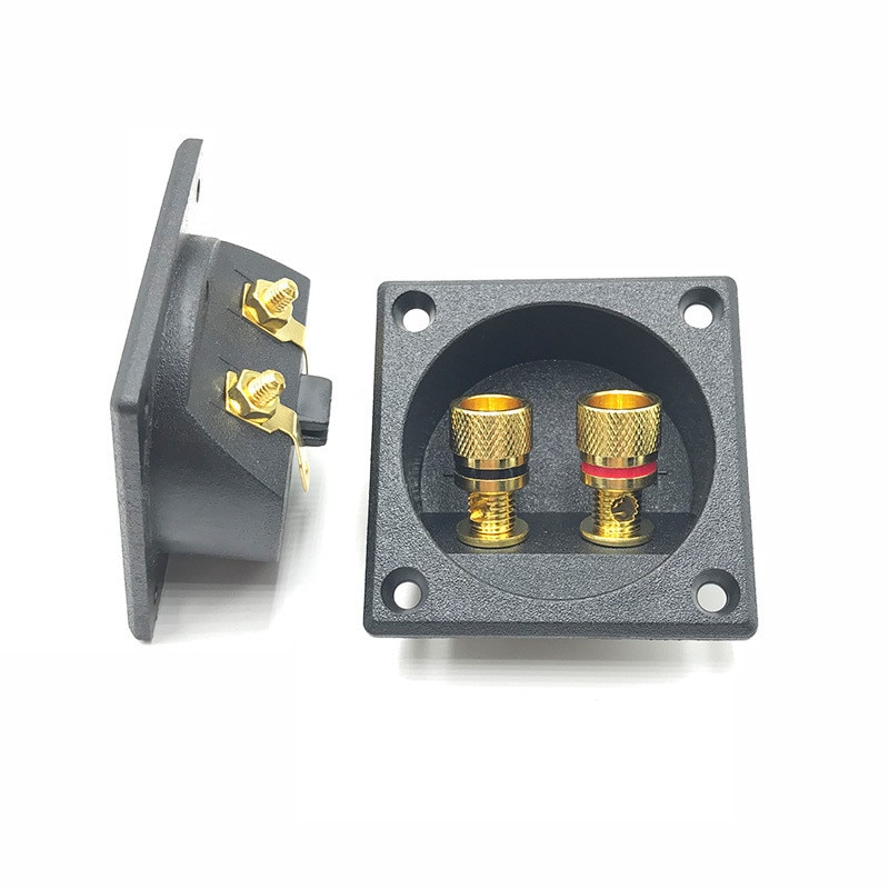 Terminal de caja de altavoz de 2 vías HIFI estéreo para coche, Conector de copa de resorte cuadrado redondo, poste de encuadernación, Subwoofer, enchufe y conector, 1 ud.