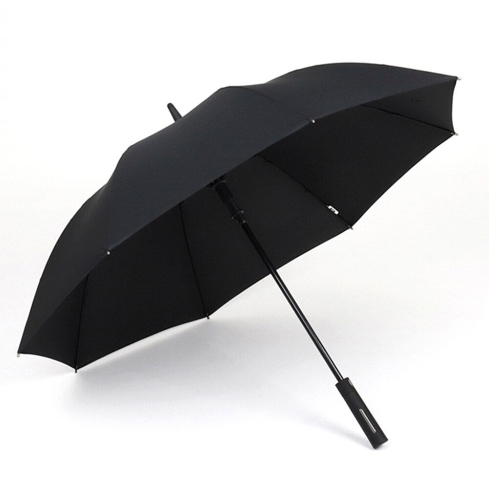 Parachase 114cm store paraply mænd vindtæt stærk golf lang håndtag paraplyer automatisk forretningsstil 8 ribben glasfiberparaguas: Sort