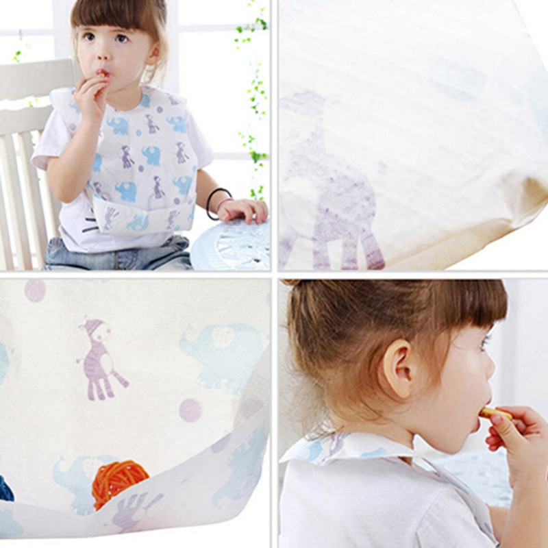 Cartoon Waterproof Non-Woven Fabric Disposable Bibs Eating Saliva Paper Bibs For Babies 1-6 Years Old