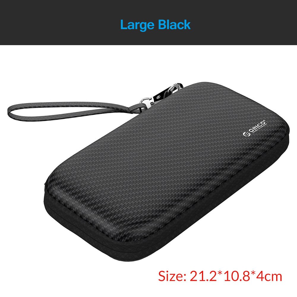 ORICO-Bolsa de protección para HDD de 2,5 pulgadas, almacenamiento externo, Banco de energía, USB, Cable de disco duro, auriculares, bolsa multifunción: Large Black