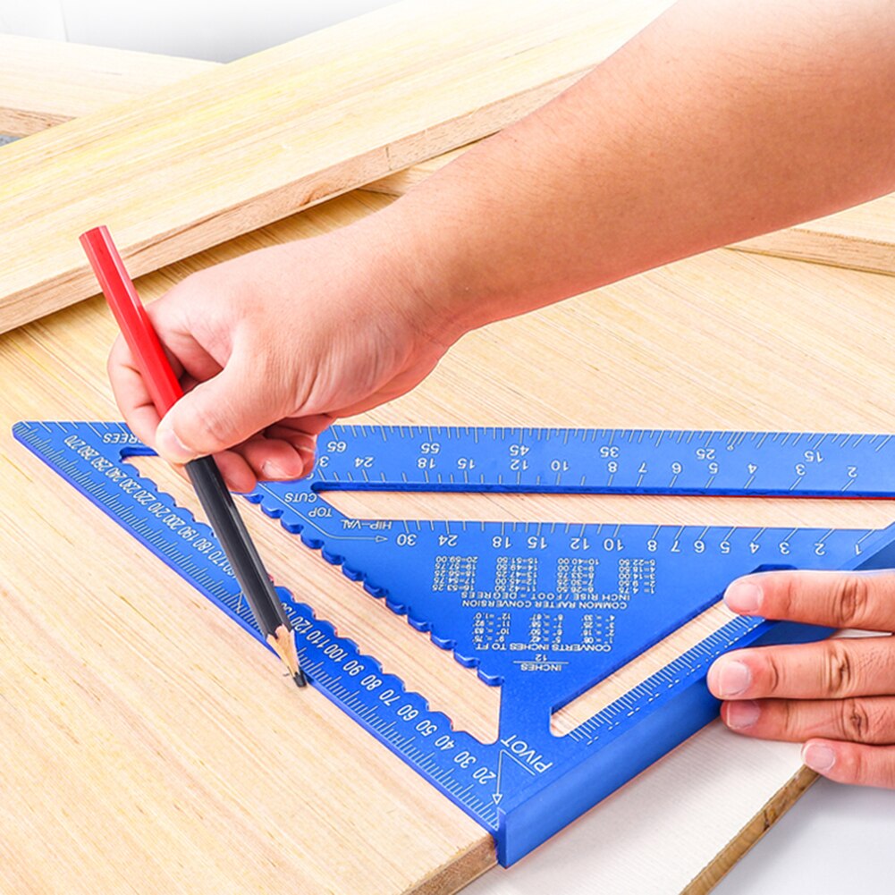 12 inch Speed Square Metric Triangle Ruler Aluminum Alloy Measuring Ruler Woodworking Angle Protractor For Building Framing Tool