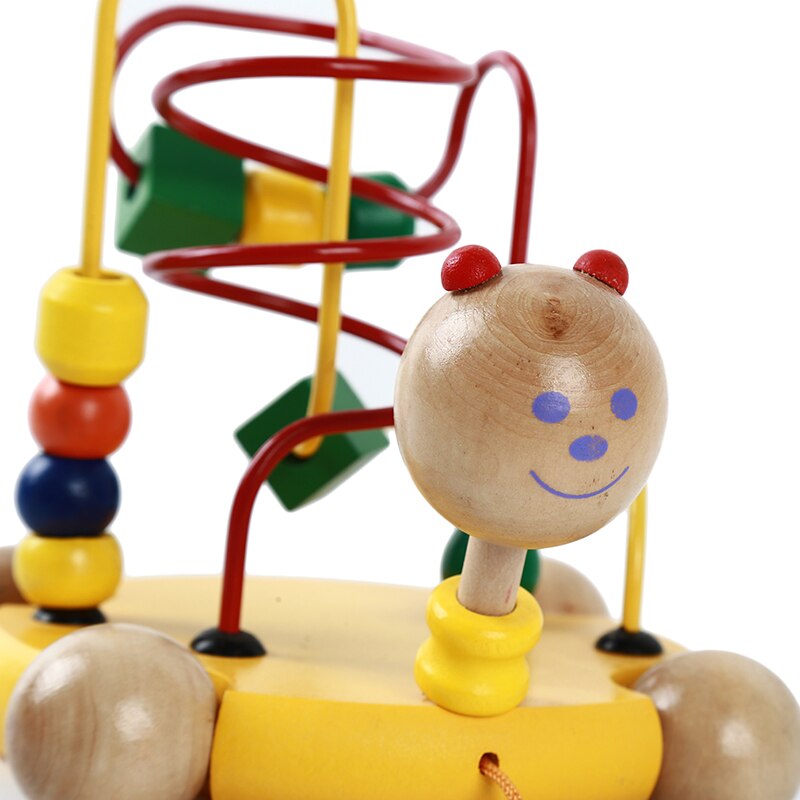 Baby Besds Toys Wooden Baby Animal Pull Car Children Toy Around Beads Maze Wire Circle Game Kids
