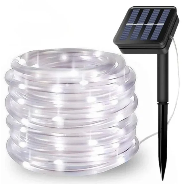 Tira de luces de cuerda Solar de 300LED, cuerdas de luces de hadas impermeables para exteriores, decoración navideña para jardín, césped, árbol, patio, valla, camino: orange / 11-15 W