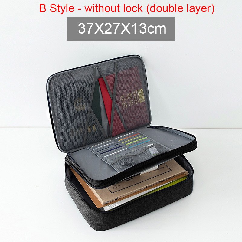 Bolsa de tickets para documentos de viaje, organizador de archivos de gran capacidad para certificados, uso doméstico para viajes, para almacenar artículos importantes, caja de almacenamiento: B black