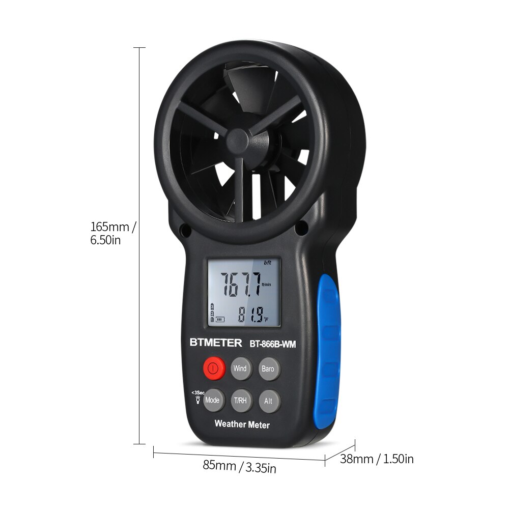 KKMOON Digital Anemometer Thermometer Wind Air Speed Gauge Meter Windmeter Temperature Tester Poratable Measuring