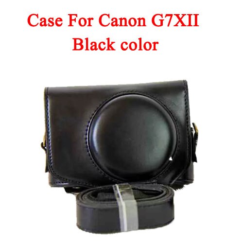 Pu Leather Camera Case Bag For Canon Powershot G7X mark 2 G7X II G7X2 G7XIII G7X III G7X Mark 3 luxury Camera Cover With Strap: G7X II -black