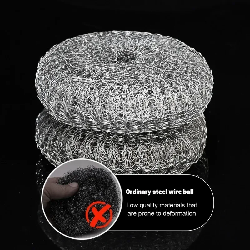 Cepillo para ollas de cocina de acero inoxidable, herramientas de limpieza de bolas de alambre con mango ergonómico, accesorios para lavar platos de cocina casera, 1/6 Uds.