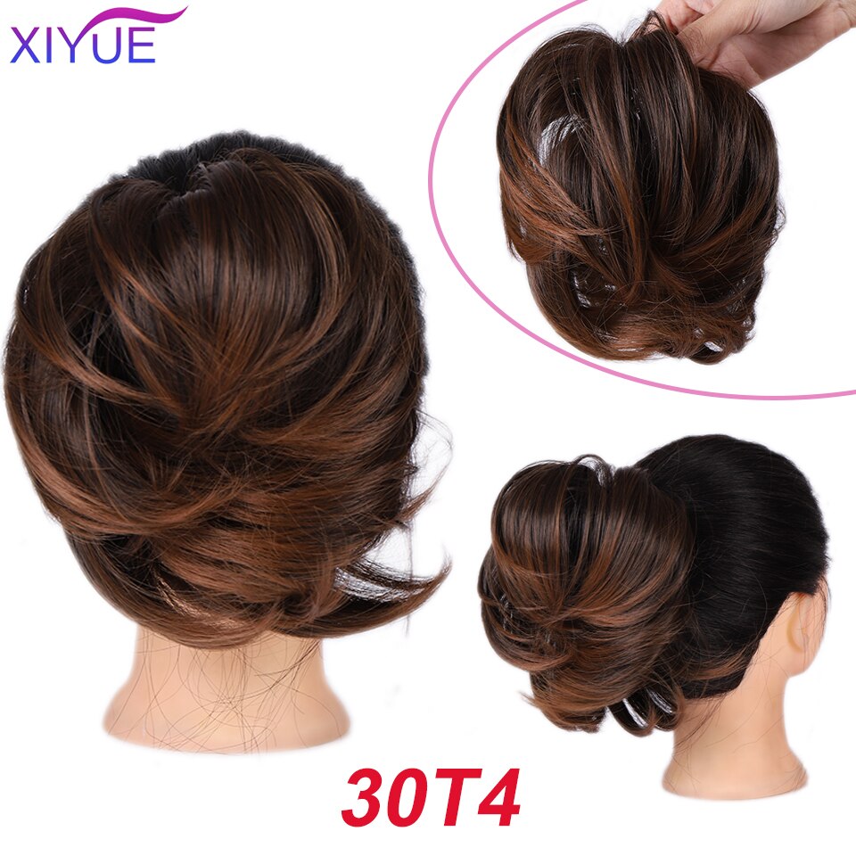 Women's Curly Chignon With Elastic Rubber Band Synthetic Scrunchie Wrap Hair Messy Bun Hairpieces On Messy Bun Ponytails: Q20-30T4