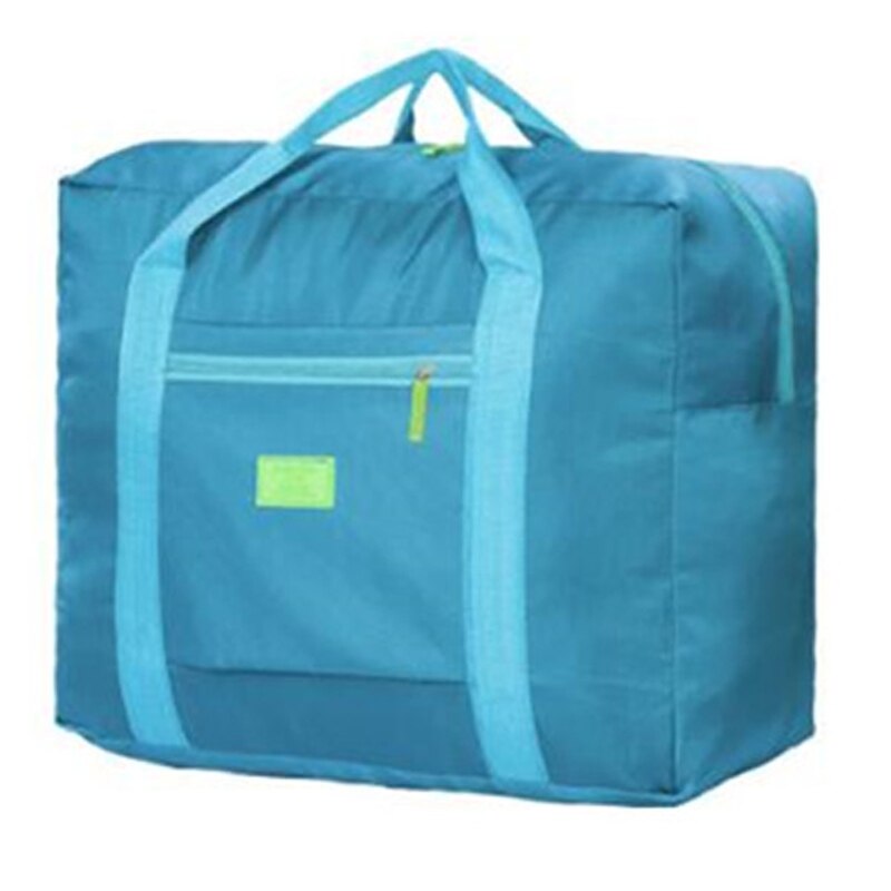 Nylon Foldable Travel Bag Large Capacity Hand Luggage Storage Bags WaterProof Business Travel Bags Outdoor Daily Handbags: Blue