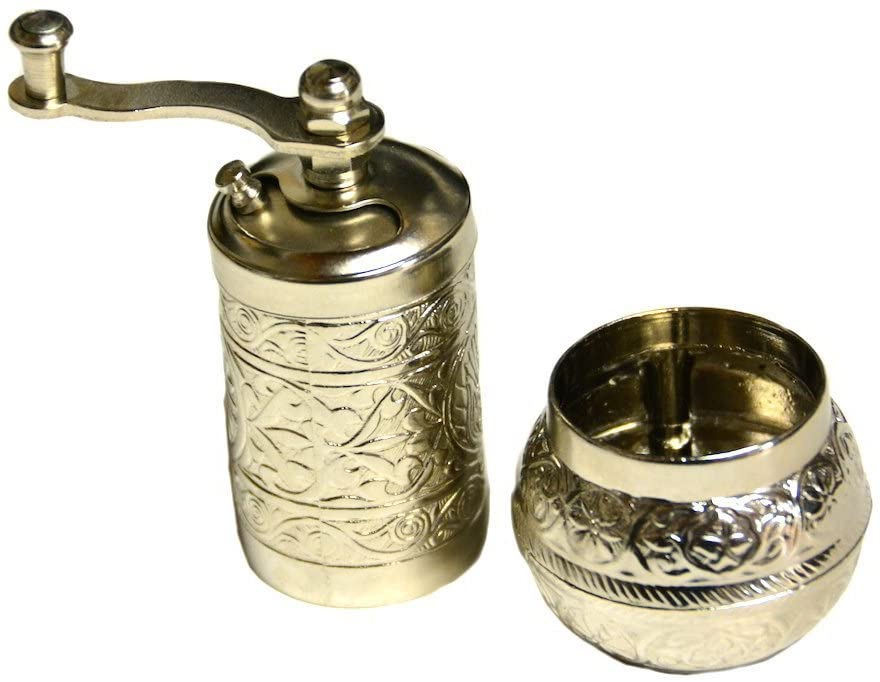 Turkisk mässing salt peppar kryddkvarn kvarn set - iso 9001 certifierad  - 4 '' glänsande silver