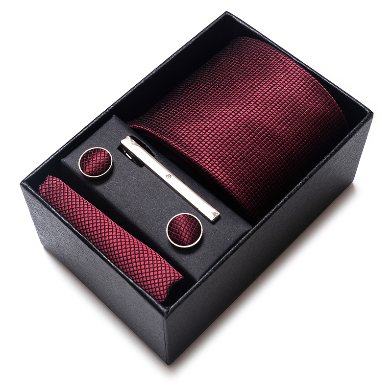Tie Handkerchief Cufflink Set For Men Necktie Box Blue Gold Suit Accessories Slim Wedding Gravatas